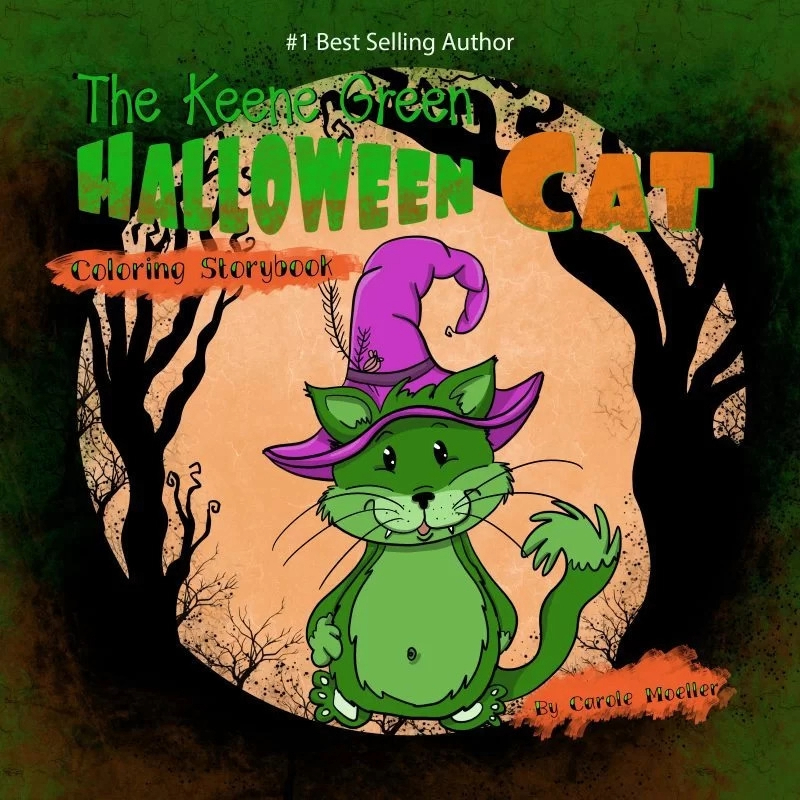 The Keene Green Halloween Cat